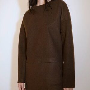 Mango Brown Straight Fit Fleece Sweatershirt - S